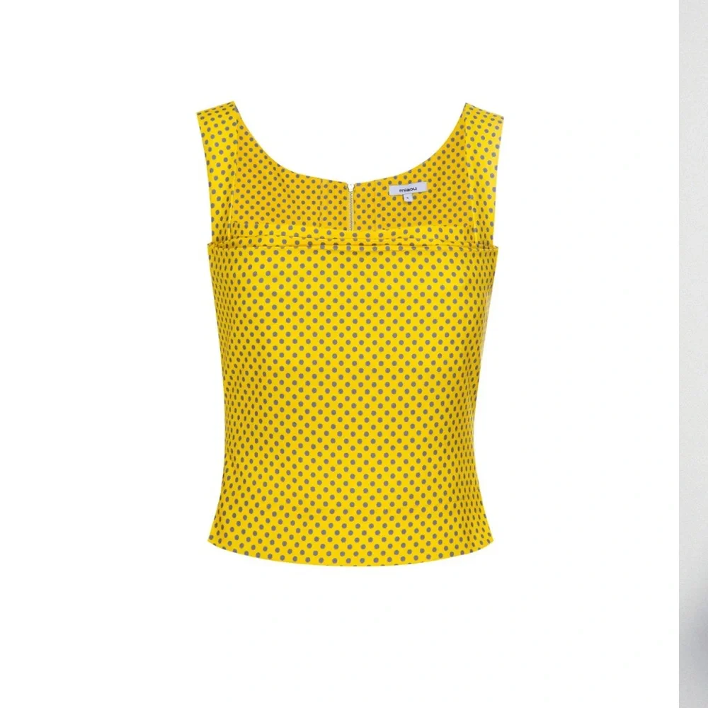 NWT Miaou Yellow Polka Dot Imogene Corset Top - Picture 3 of 10